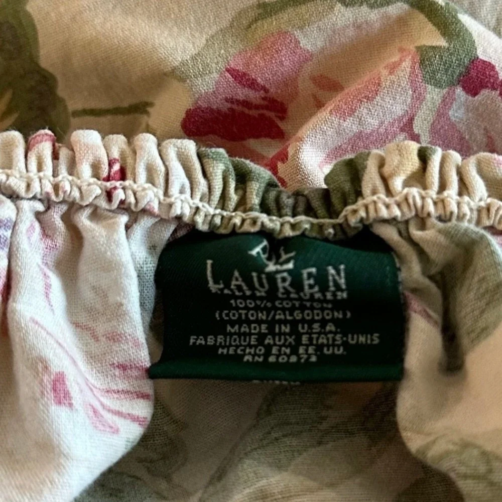 Vintage Ralph Lauren Post Road Constance Floral Queen Fitted Sheet 100% Cotton